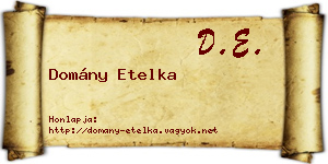 Domány Etelka névjegykártya
